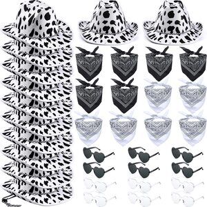 1639 36 Pcs Adult Cowboy Hat With Bandanna Heart Sunglasses Unisex Felt Cowboy